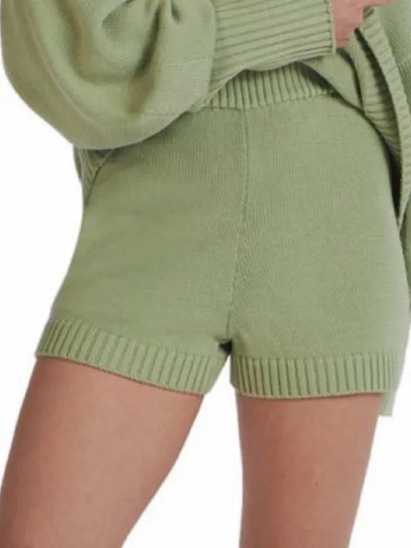 NWT‎ CHARLIE HOLIDAY Blanche High-Rise Organic Cotton Knit Shorts in Sage, Small - Image 2