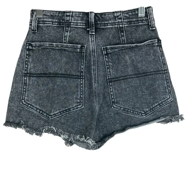 Listicle High Rise Acid Wash Denim Cut Off Shorts Grey Edgy Frayed Hem Size XS - Image 2