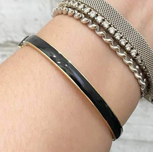 KATE SPADE Black Take A Bow Enamel Layering Stackable Bangle Bracelet - Image 8