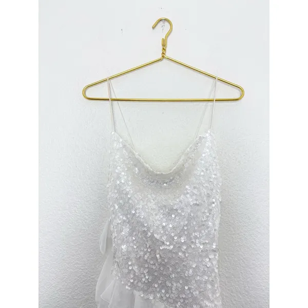 Zara White Sequin Ruffle Slip Mini Dress Size XS Bridal Cocktail 8306/732 - Image 5