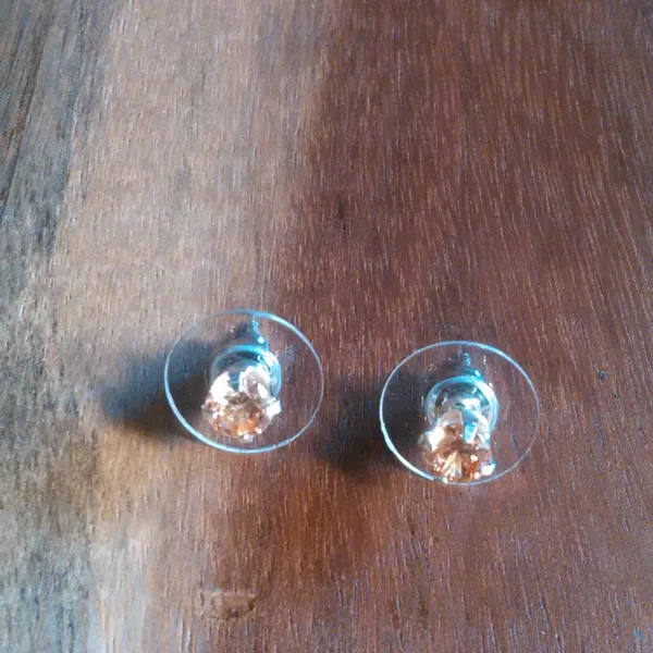 Champagne Color Simulated Diamond Sterling Silver Stud Earrings - Image 6