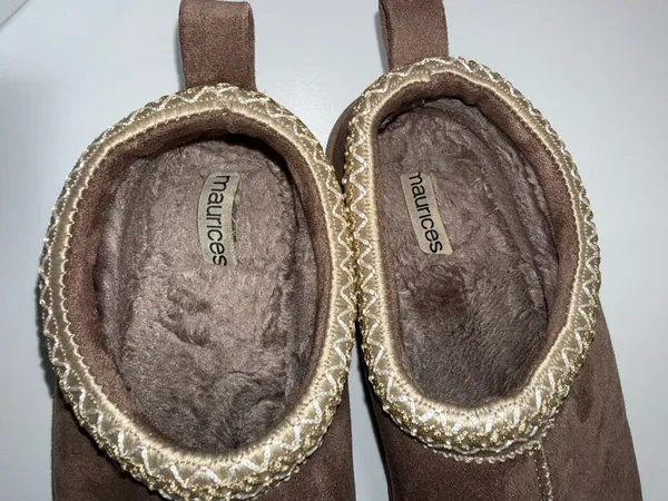 Maurices SuperCush Charlie Clogs Slippers Brown Embroidered Slip On - Image 7
