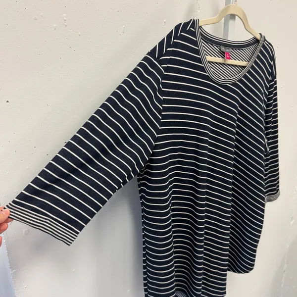 Vince Camuto Womens 3X Navy Blue White Striped 3/4 Sleeve Knit Top Nautical - Image 5