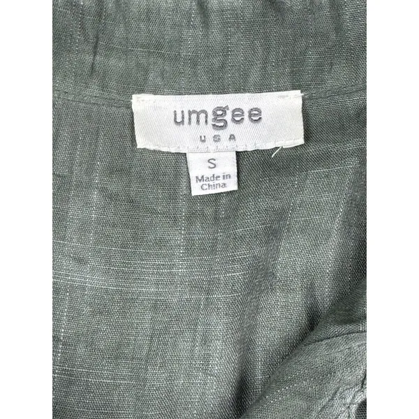 Umgee Green Short Sleeve Frayed Hem Button Down Shirt Small 100%‎ Rayon Boho Top - Image 3