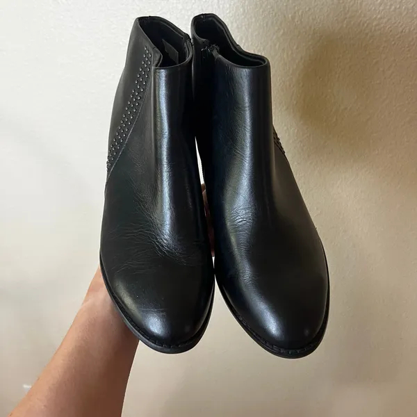 Vionic Georgia Black Leather orthaheel orthopedic heeled boots booties WOMENS 10 - Image 3