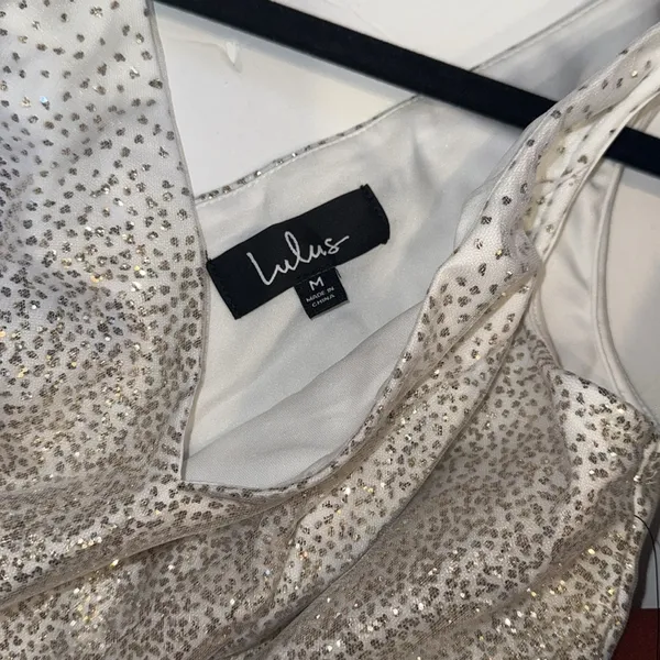 Lulus Dress Medium Sparkling White Tulle Ballerina Dream Cream Gold Skater Dress - Image 9