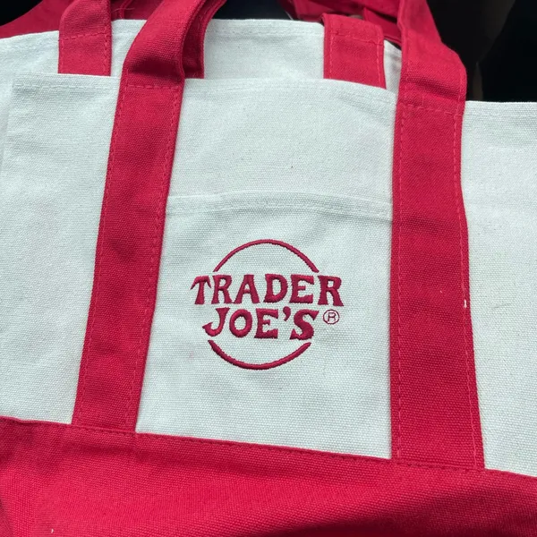 Trader Joe's Red and White Tote Bag - Image 2