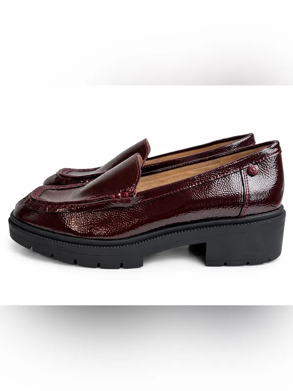 NYDJ Burgundy Patent Leather Chunky Lug Sole Loafers - Image 4