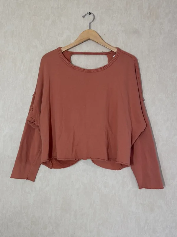 aerie Women’s Weekend Pretty Back Sweatshirt Longsleeve in Clay S - Image 3