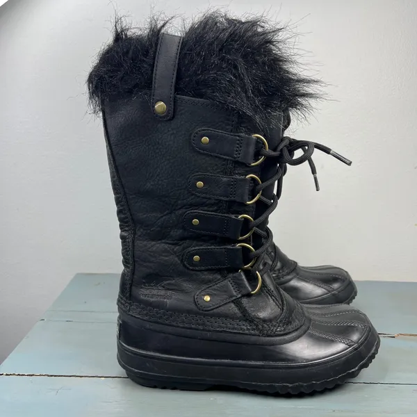 Sorel Tofino Black Waterproof Faux Fur Winter Snow Boots LL1804-010 Womens 6 - Image 3