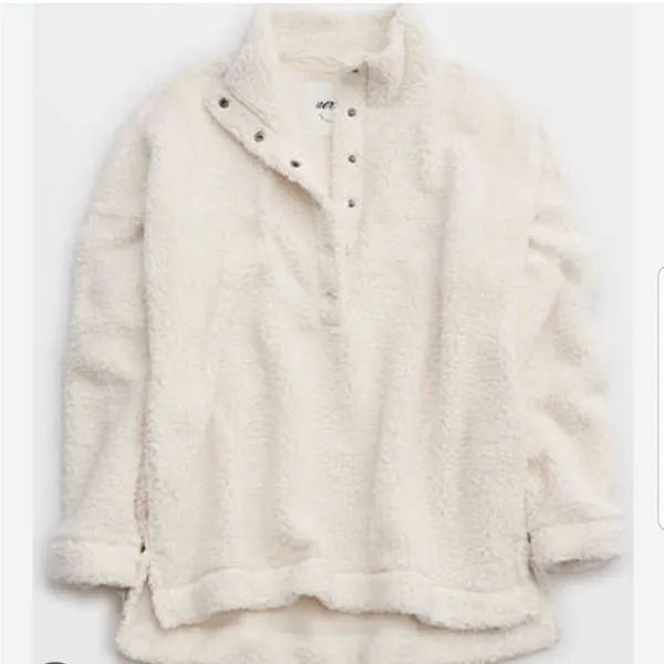 Aerie Oversized Cloud Sherpa Quarter Snap Pullover Size Medium New with tag - Image 3