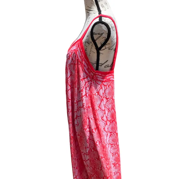 Michael Kors NWT Sea Coral Snake Print Handkerchief Midi Dress Pink Red Size M‎ - Image 5