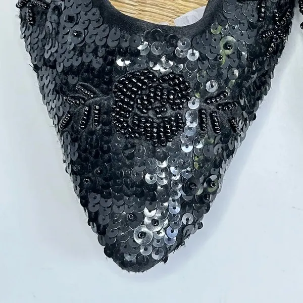 Report Black Beaded & Sequined Mules With Bamboo Insole - Image 5