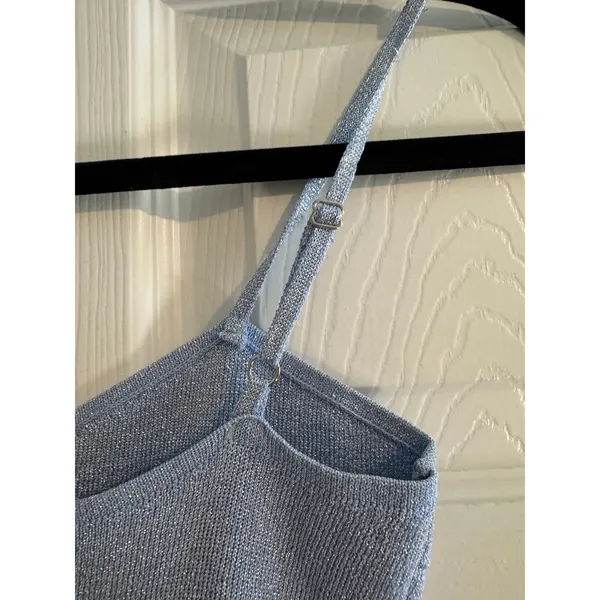 superdown Sparkly Blue Mari Knit Bodysuit Size Small Icy Blue - Image 8