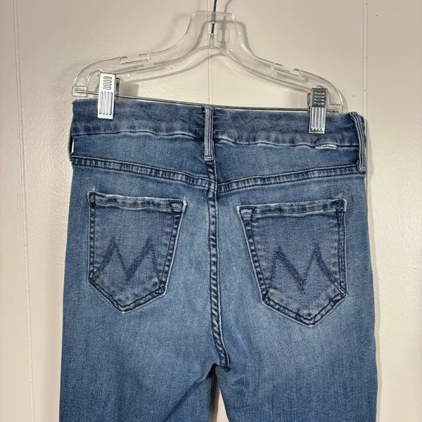 MOTHER Denim The Looker Ankle Fray in Groovin Raw Hem Skinny Jeans 25 Stretch - Image 5