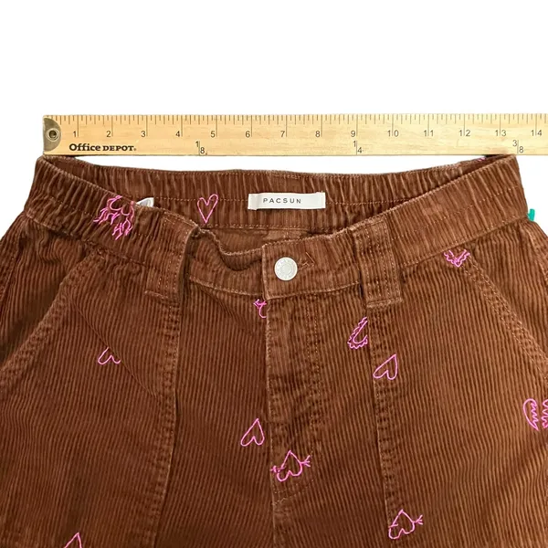 PacSun Womens Heartbreaker Brown Corduroy Cargo Elastic Waist Pants Size Medium - Image 8