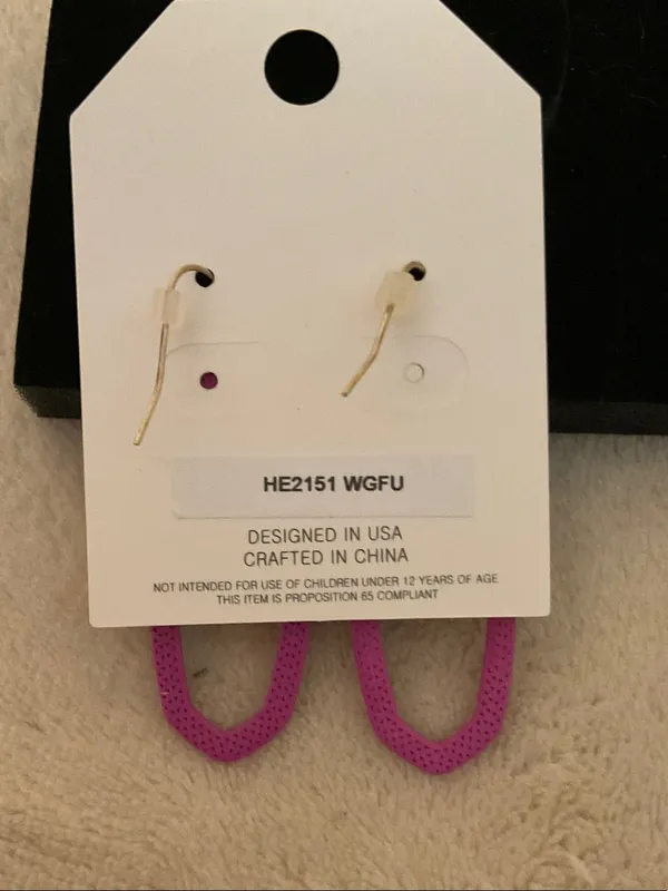 Pomina Purple Textured Open Oval Drop Earrings - Image 2