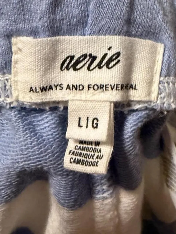 aerie Blue and white Striped poolside Terry Lounge Shorts - Image 3