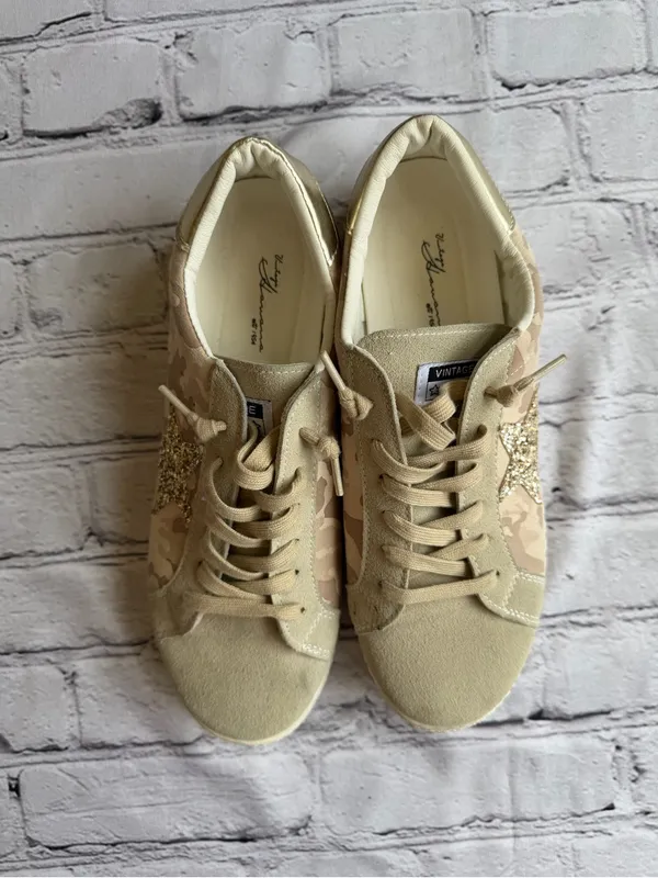 Vintage Havana Bianca Light Camo Multi Size 10 Cute Sneakers Gold Sparkle Star - Image 8