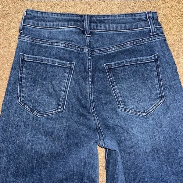 Quince Stretch High Rise Patch Pocket Wide Leg Jeans Midnight Blue 27‎ - Image 5