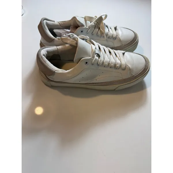 AllSaints Trish Leather Platform Sneakers Chalk White Women's Size 9 - Image 9