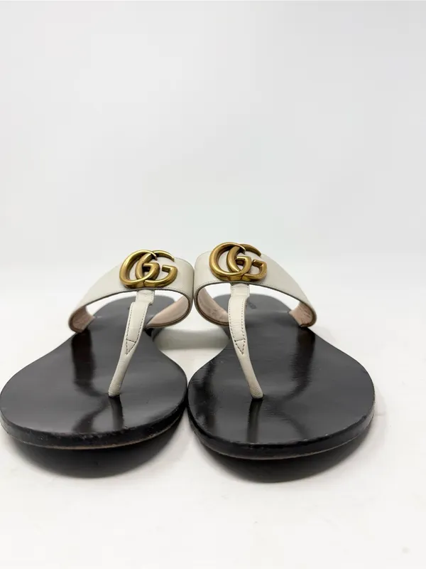 Gucci Marmont GG Thong Sandals Mystic White Flat Slide Flip Flops EU Size 39.5 - Image 11