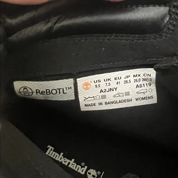 Timberland Ray City Black Combat Boots Lug Sole Leather Women’s 9.5 A2JNY - Image 7
