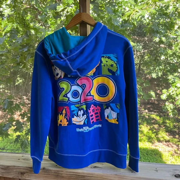 Disney Parks Unisex Blue Zip Up Hoodie 2020 Size M - Image 2