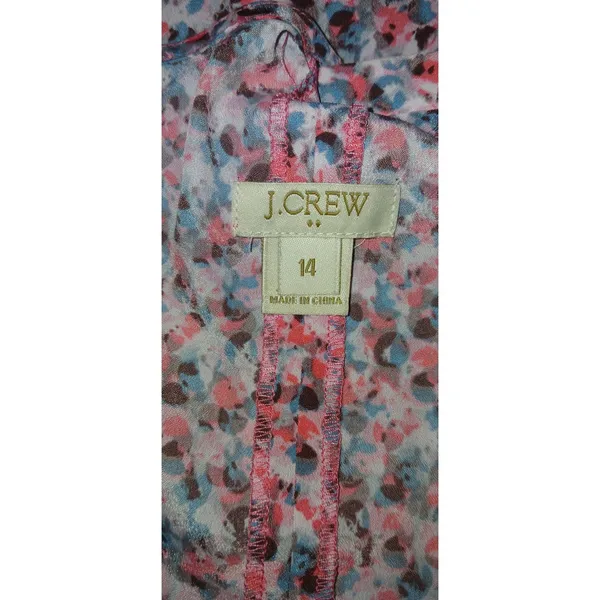 J.Crew Womens Pink Blue Abstract Pleated Back Sleeveless Blouse Top Size 14 - Image 3