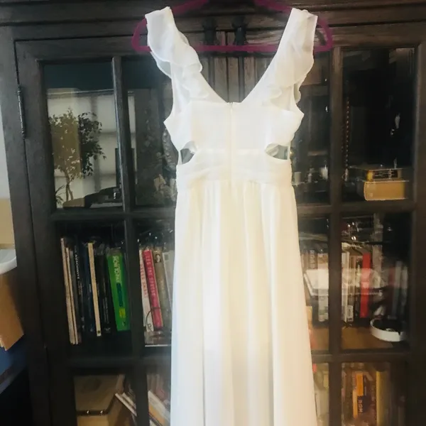 Arden B White Ruffle Cut Out Asymmetric Dress SzXS - Image 6