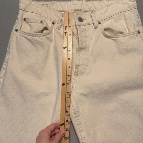 Zara Origins Straight Leg Denim Jeans Cream Off-White Women Size 31 - Image 6