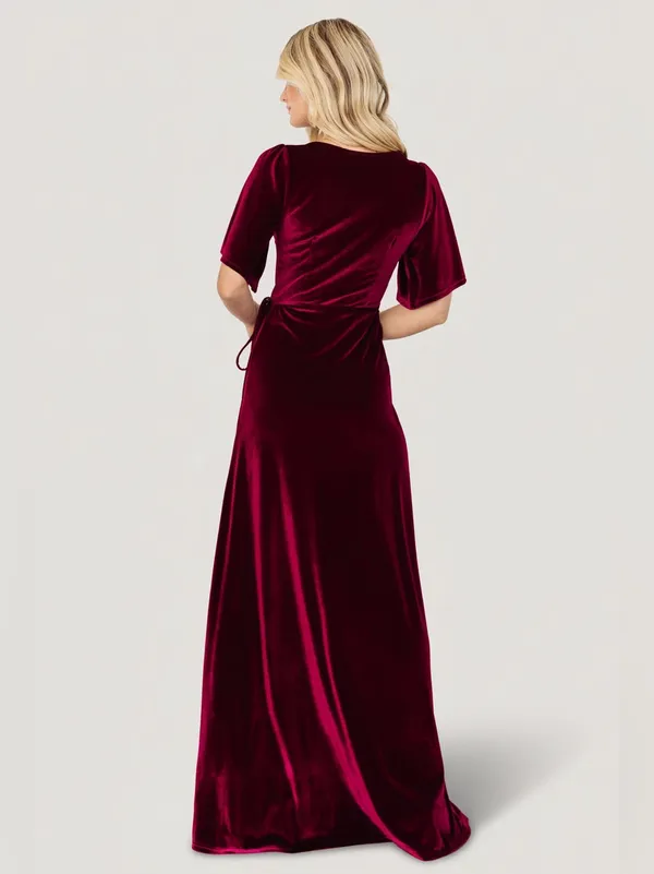 Baltic Born Meghan Velvet Short Sleeve Wrap Maxi Dress Red Large Romantic Goth - Image 2