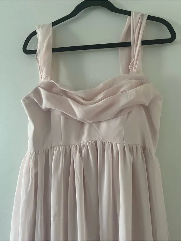 Azazie Blush Pink Chiffon Maxi Dress 10 Wedding Bridesmaid Formal Romantic - Image 2