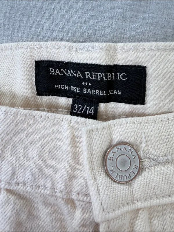 NWT Banana Republic‎ Cream Barrel Leg Jeans High Rise Wide Leg Denim 32 14 - Image 4