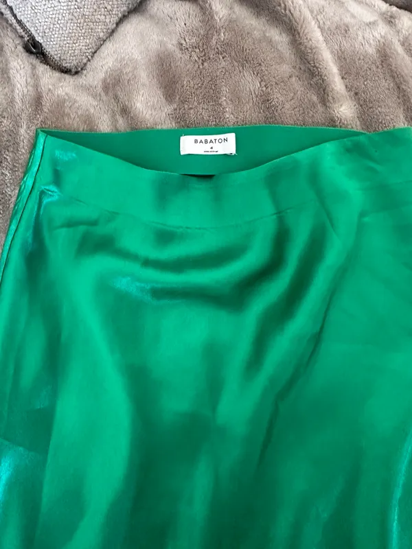 Babaton  green silky midi skirt  - Image 8