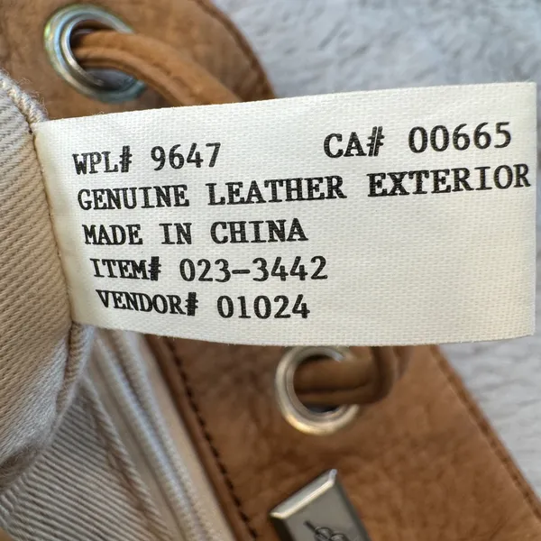 Eddie Bauer Tan Suede‎ Leather Bag Drawstring One Shoulder Backpack Purse - Image 15