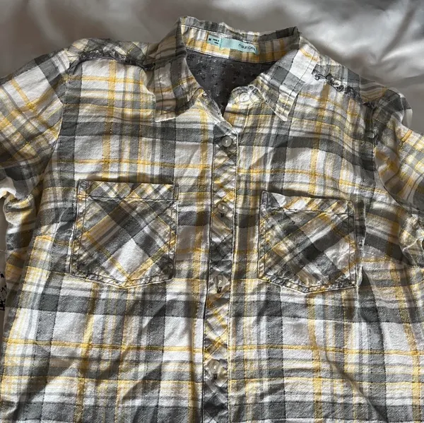 Maurices yellow plaid button-up shirt - Image 7