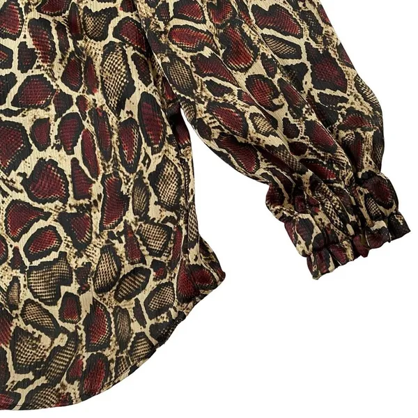 ZARA WMN'S Animal Print‎ Shirt Flowy V-neck Top Blouse S NWOT - Image 13