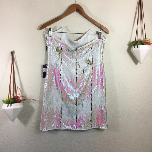 NWT 4SI3NNA Alina white sequins strapless dress - Image 6
