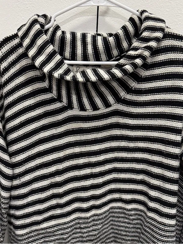Anthropologie Field Flower Black and White Striped Turtleneck Sweater - Image 5