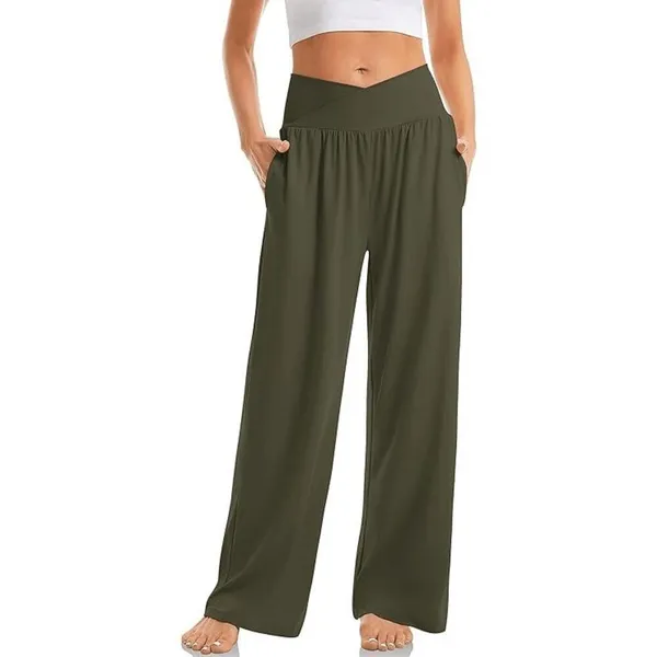 TARSE Olive Green Comfy Crossover Waist Stretchy Lounge Pants XL - Image 7