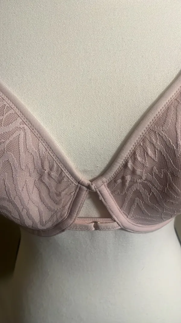 Adore Me Bra Sz 34DDD Beige Padded Underwire Feminine Sheer Strap Detail - Image 5
