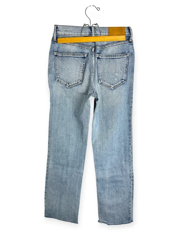Aritzia Denim Forum Arlo High Rise Straight Leg Jeans Stretchy RAW HEM 24 medium - Image 5