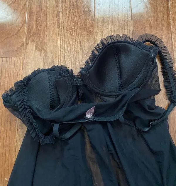 Victoria's Secret Sexy little things Sheer front tie baby doll Chemise Black - Image 7