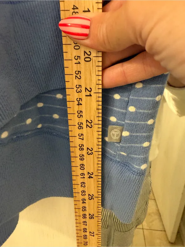 Talbots Light Blue Crewneck Sweater with White Polka Dots - Image 6