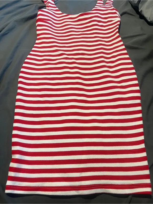 Zara red and white striped dress size xs - Image 5