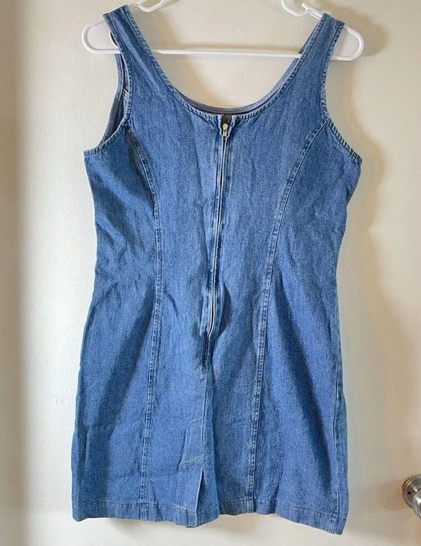 Vintage 90’s California Concepts Size 7 Denim Flower Dress Y2K Juniors - Image 3