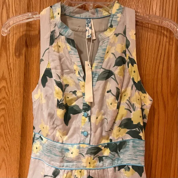 Anthropologie Maeve Dutch Yellow Floral Print Sleeveless Shift Dress‎ Size 0 - Image 4