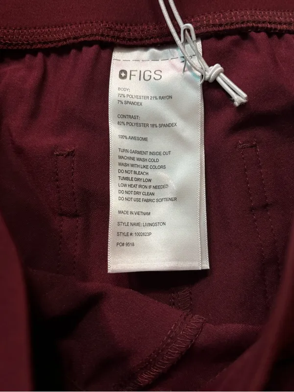 Figs Burgandy Livingston Pants NWOT size XS/P w/ Rafella Top size small nwot SET - Image 5