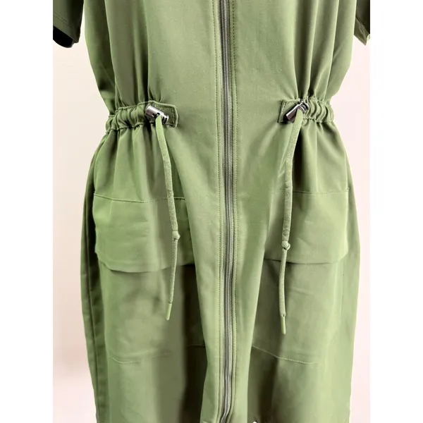 Beyond Yoga Olive Green City Chic Short Sleeve Mini Zip Shirtdress Large - Image 10
